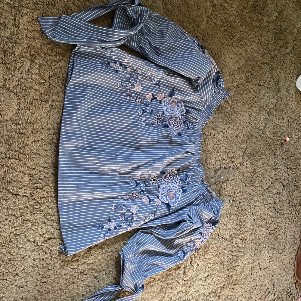 Blue embroidered top